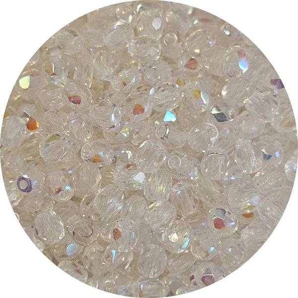 Fire polished facet kralen - Crystal AB