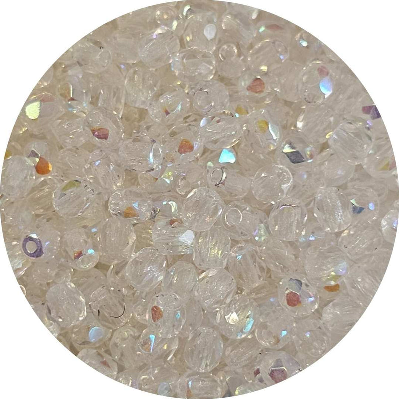 Fire polished facet kralen - Crystal AB