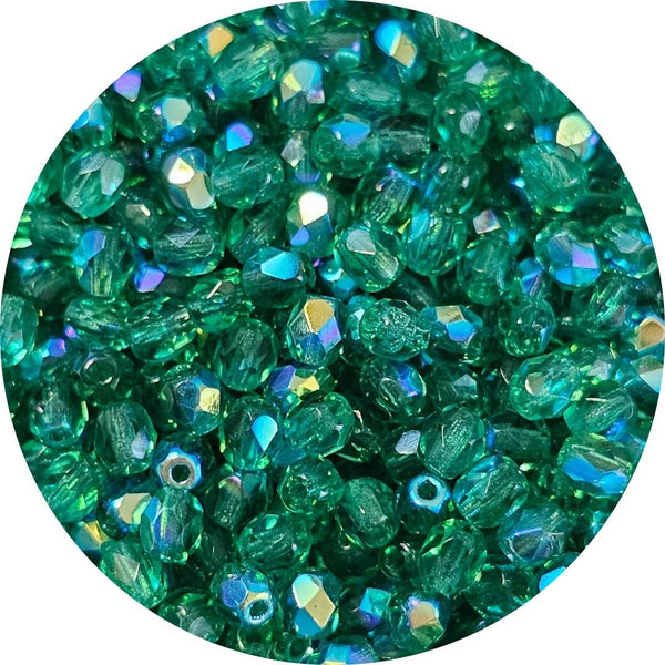 Fire polished facet kralen - Emerald AB
