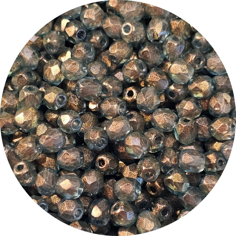 Fire polished facet kralen - Green golden crystal