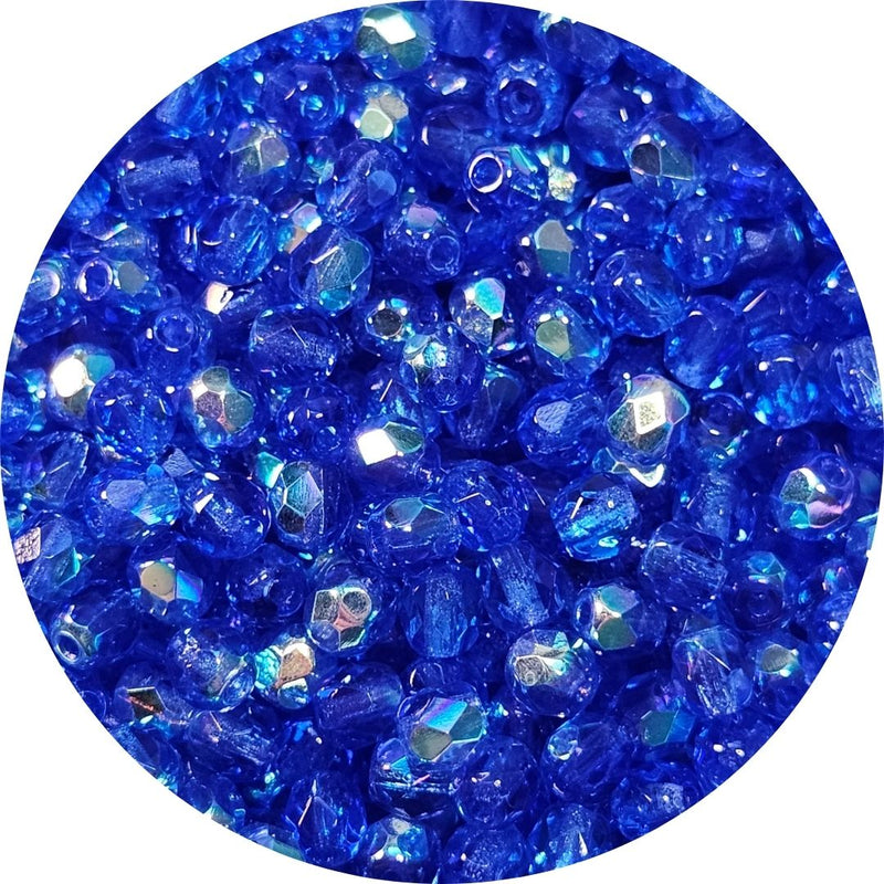 Fire polished facet kralen - Sapphire AB