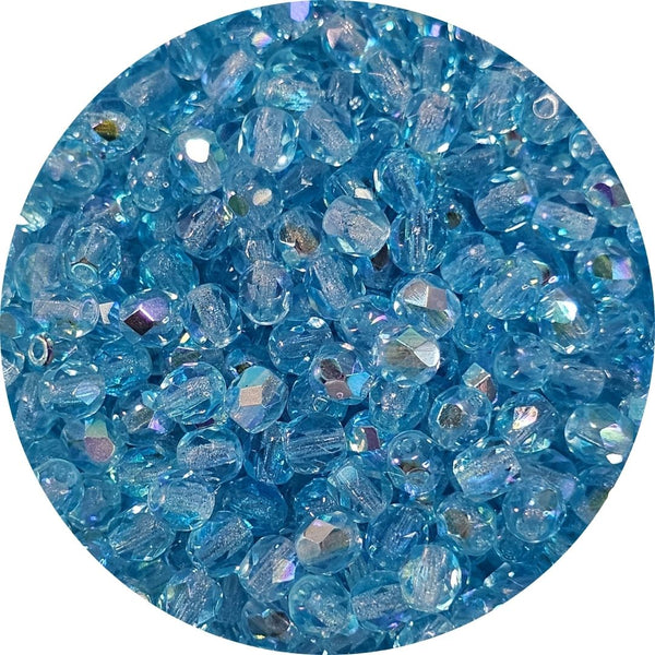 Fire polished facet kralen - Aqua AB