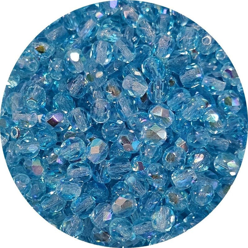 Fire polished facet kralen - Aqua AB